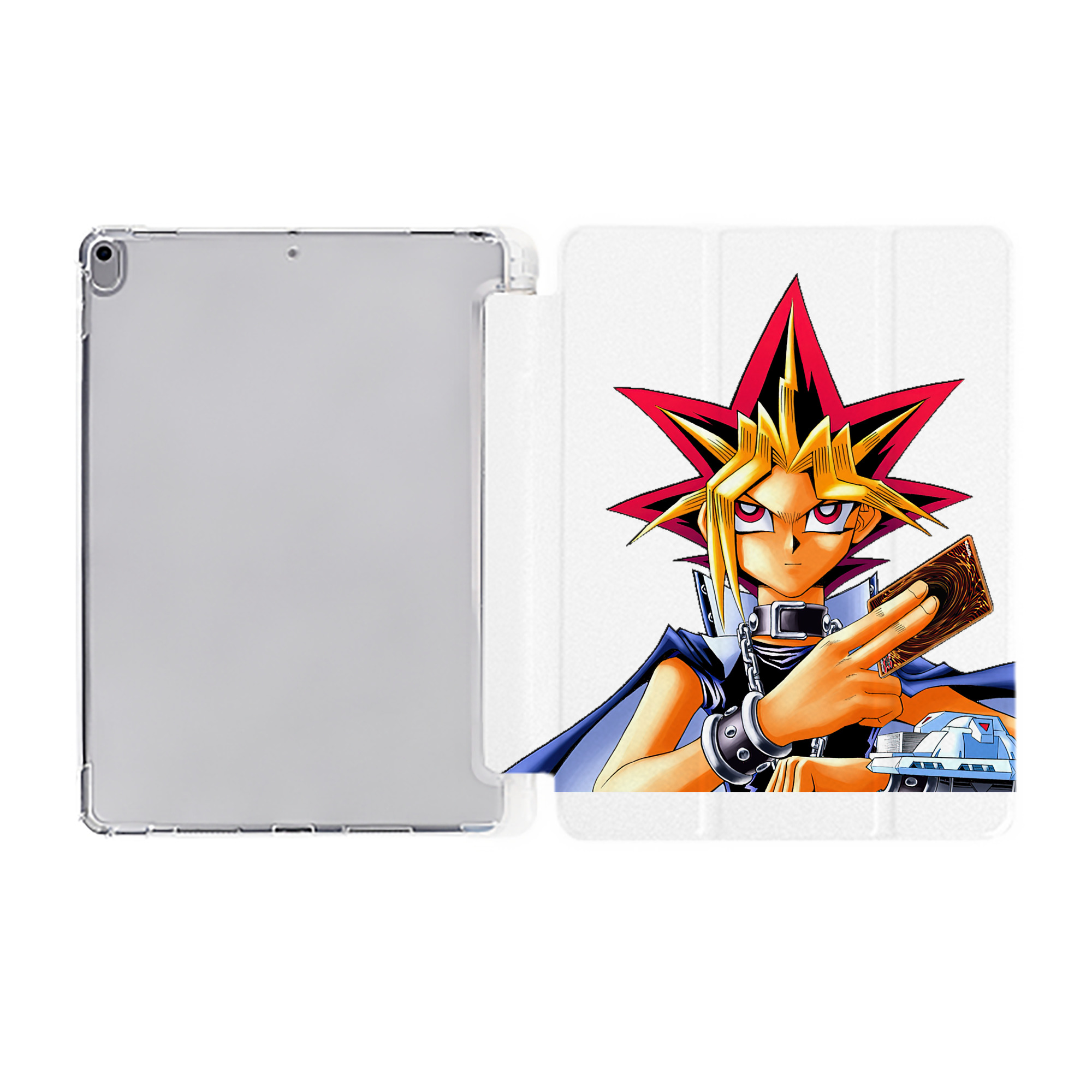（画像用） 遊☆戯☆王 Yu-Gi-Oh! IPad ケース ペン収納付き 三つ折りスタンド PUレザー×シリコン 対応機種9.5/10.5/10.9インチ